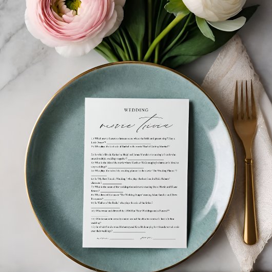 Élégante carte de jeu Fête des mariées Trivia Movi