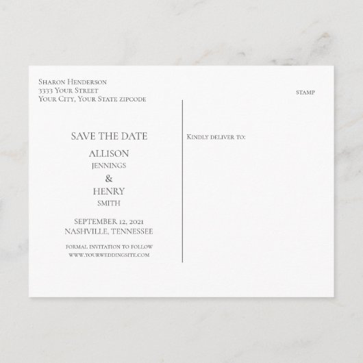 Élégante carte de mariage à l'eucalyptus à conserv (Dos)