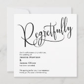 Élégante carte de mariage annulé "Regrettablement" (Devant)