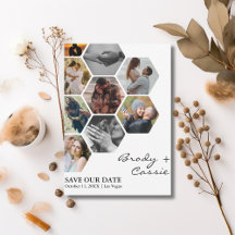 Élégante carte de mariage en nid d'abeille avec ph
