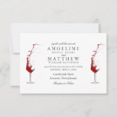 Elégante carte de Mariage en verre de vin et vin r (Devant)