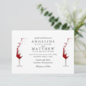 Elégante carte de Mariage en verre de vin et vin r (Debout devant)