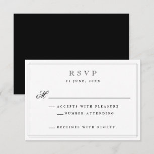 Elégante carte de mariage Formel Noir RSVP