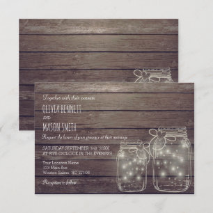 Elégante carte de Mariage Mason rustique Jar Sangr