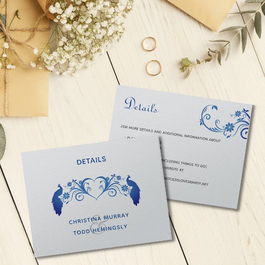 Elégante carte de Mariage Peacock Bleu