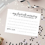 Élégante carte de mariage pour mariée en mémoire p<br><div class="desc">Ces élégantes cartes de mémoire Mes préférées seront l'ajout parfait à votre réception de mariage ou de mariage/wedding shower. Ce design combine écriture manuscrite et polices de caractères en noir. Il y a de l'espace pour que les invités laissent leur mémoire la plus chère de la mariée et du marié,...</div>