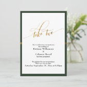 Élégante carte de mariage reporté à rayures vertes (Debout devant)