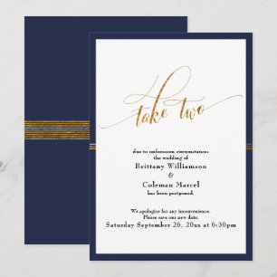 Élégante carte de mariage reporté avec rayures mar