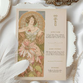 Elégante Carte de menu Art Nouveau Déesse Florale