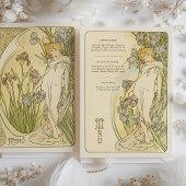 Elégante carte de menu Art Nouveau Iris Floral God