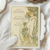Elégante carte de menu Art Nouveau Iris Floral God