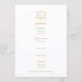 Élégante carte de menu de mariage à monogramme or (Devant)