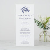 Elégante carte de menu de mariage de mariage de co (Debout devant)