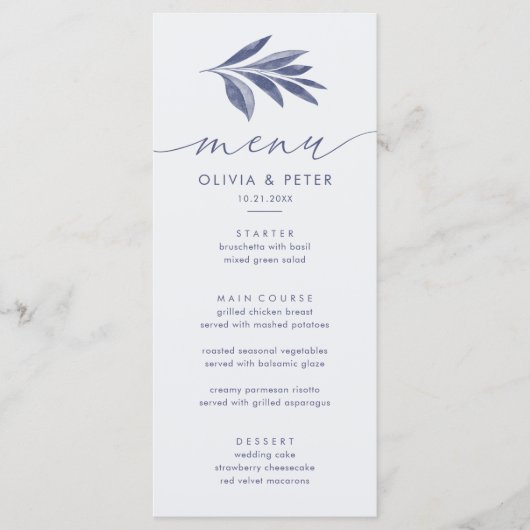 Elégante carte de menu de mariage de mariage de co (Devant)