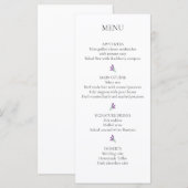 Elégante carte de menu de mariage Lavender (Devant / Derrière)