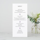 Elégante carte de menu de mariage Lavender (Debout devant)
