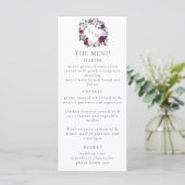 Elégante carte de menu de script moderne floral bo (Debout devant)