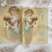 Elégante carte de menu Mariage Art Nouveau Couleur