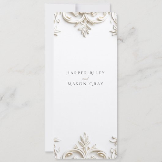 Elégante carte de menu Mariage baroque (Dos)