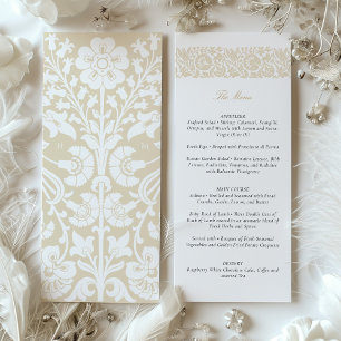 Elégante carte de menu Mariage beige et ivoire