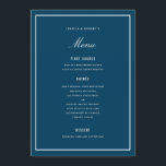 Elégante carte de menu Mariage bleu foncé<br><div class="desc">parfait pour n'importe quel événement ; la couleur et l'épaisseur des bordures peuvent être modifiées</div>