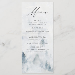 Elégante carte de menu Mariage de forêt d'hiver