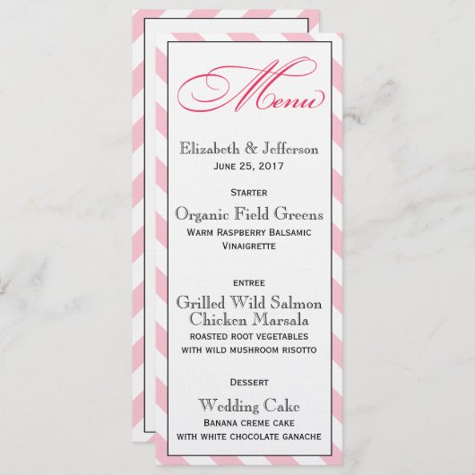 Élégante carte de menu Mariage de script français  (Devant / Derrière)