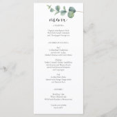 Elégante carte de menu Mariage Eucalyptus (Devant)