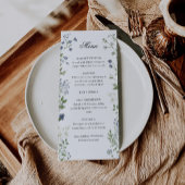 Elégante carte de menu Mariage Fleur sauvage aquar