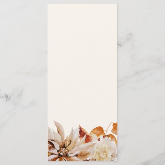Elégante carte de menu Mariage Floral Automne (Dos)