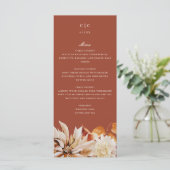 Elégante carte de menu Mariage Floral Automne (Debout devant)