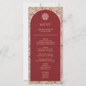 Elégante carte de menu Mariage Floral chinois (Devant)
