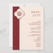 Elégante carte de menu Mariage Floral chinois Red  (Devant)