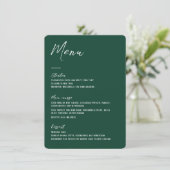Elégante carte de menu Mariage floral vert foncé (Debout devant)
