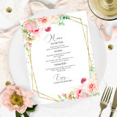 Elégante carte de menu Mariage géométrique flush f