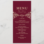 Elégante Carte de menu Mariage Gold Burgundy (Devant)