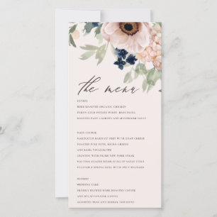 Elégante carte de menu Mariage Poinsettia Pine Con