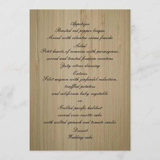 Elégante carte de menu Mariage Rustic Red Roses (Dos)