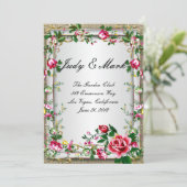 Elégante carte de menu Mariage Rustic Red Roses (Debout devant)