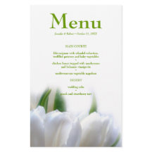 Elégante carte de menu Mariage Tulips blanc