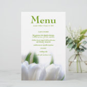 Elégante carte de menu Mariage Tulips blanc (Debout devant)