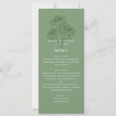 Elégante carte de menu Mariage vert Sage Botanique (Devant)
