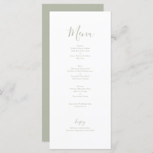 Élégante carte de menu Mariage verte de taille min