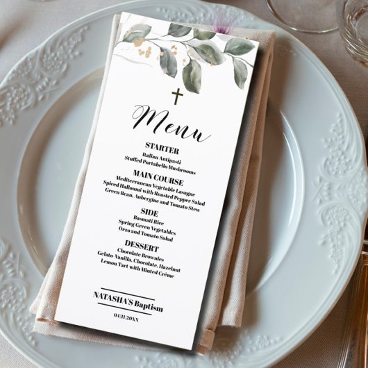 Élégante carte de menu moderne avec verdure pour b