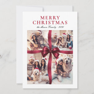 Élégante Carte de Noël avec Collage de 4 Photos et