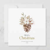 Elégante carte de Noël avec coton et pinecone (Devant)