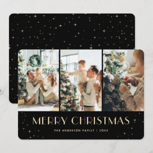 Elégante carte de Noël Black Starry