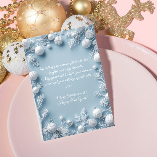 Elégante carte de Noël Bleu & Blanc