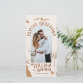 Élégante carte de Noël Boho pour jeunes mariés 1 p (Debout devant)