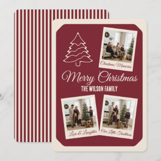 Élégante carte de Noël Collage de 3 photos Marron